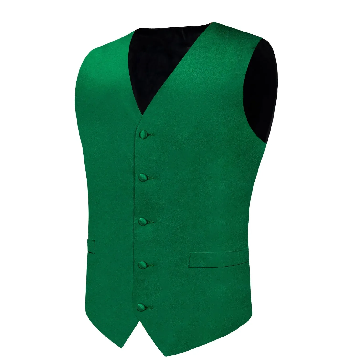 Emerald Green Solid Silk Men's Vest Single Vest