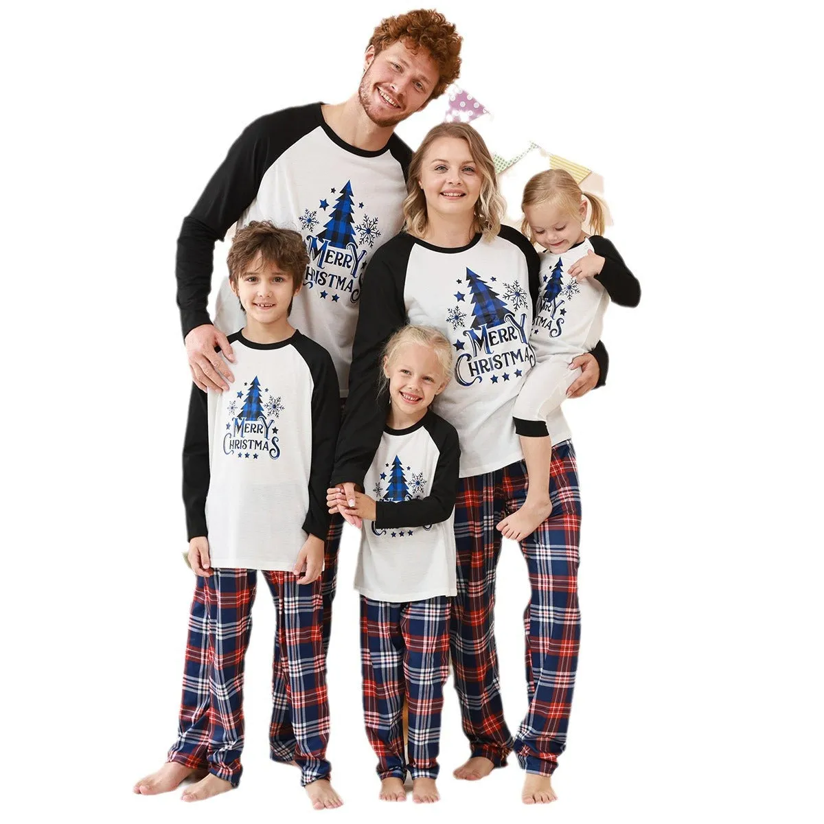 Family Matching Plaid Pajamas with Christmas Tree Monogramming