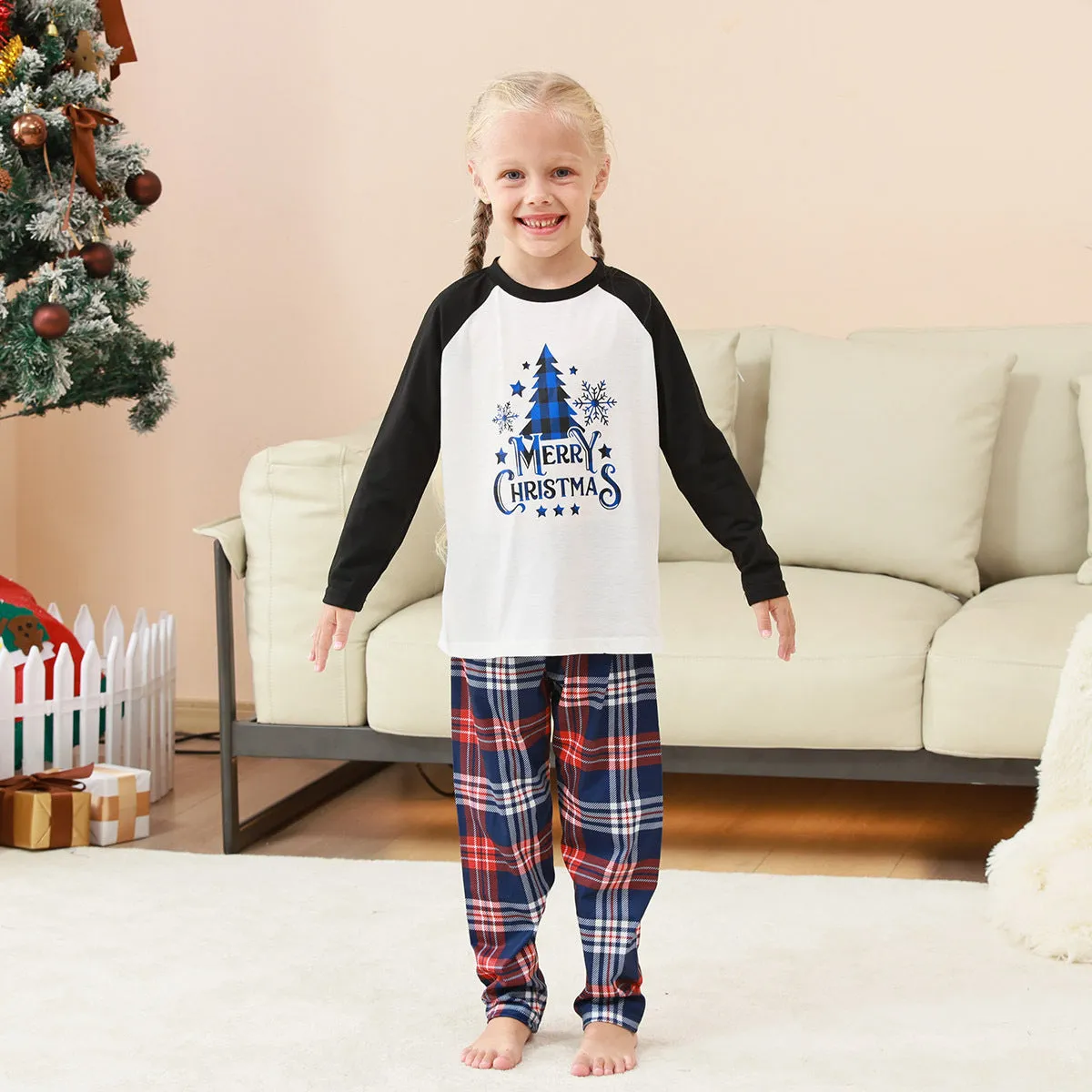 Family Matching Plaid Pajamas with Christmas Tree Monogramming