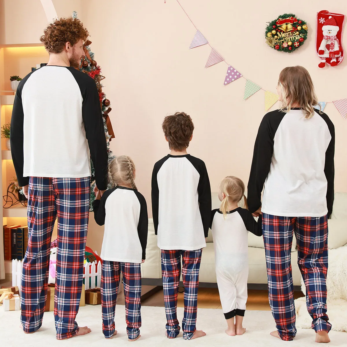 Family Matching Plaid Pajamas with Christmas Tree Monogramming