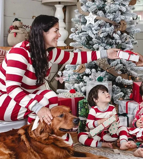 Family Matching Sleepwear Red Stripes Top & Pants Pajamas Sets