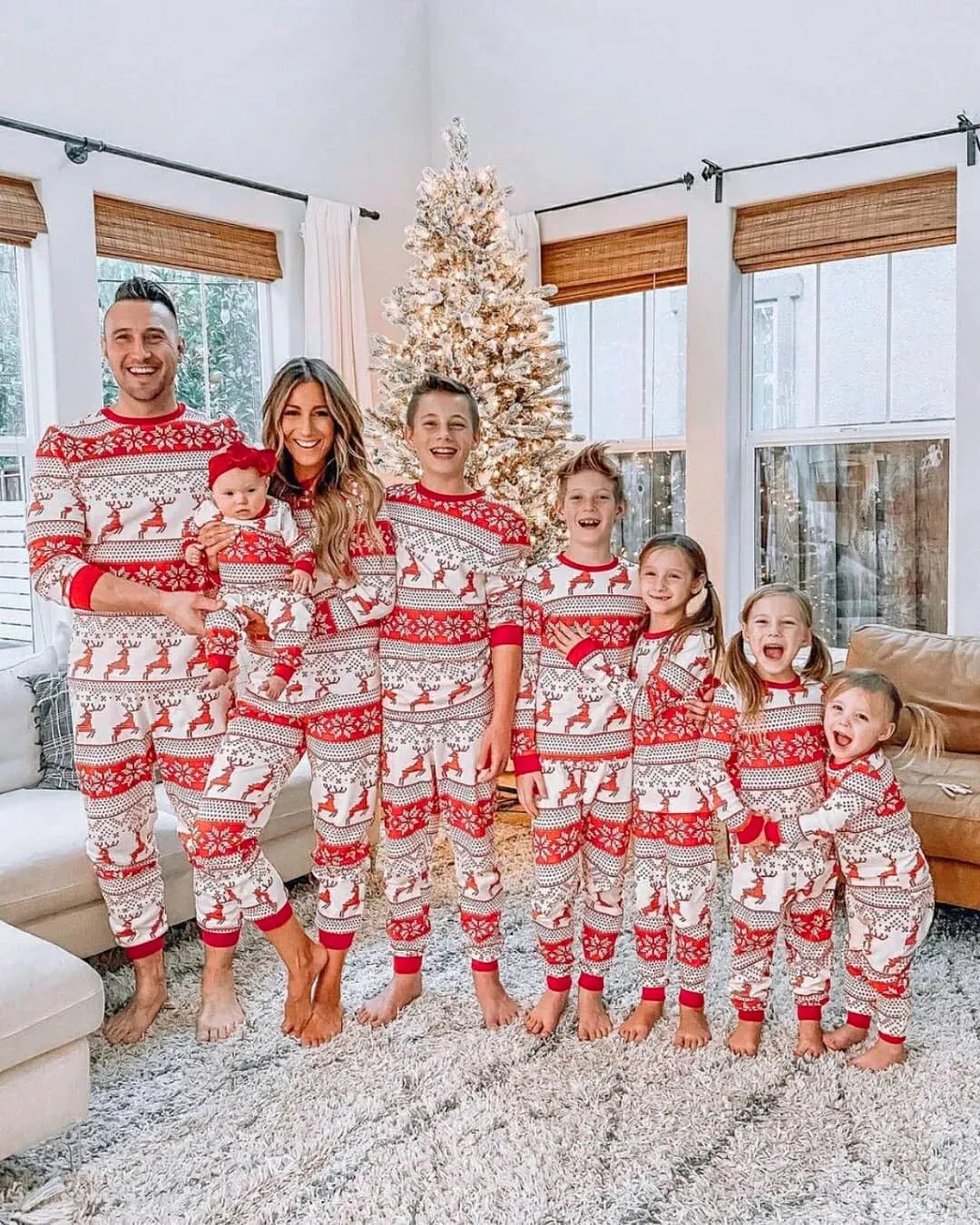 Family Parent-Child Christmas Reindeer and Snowflake Patterned Pajamas