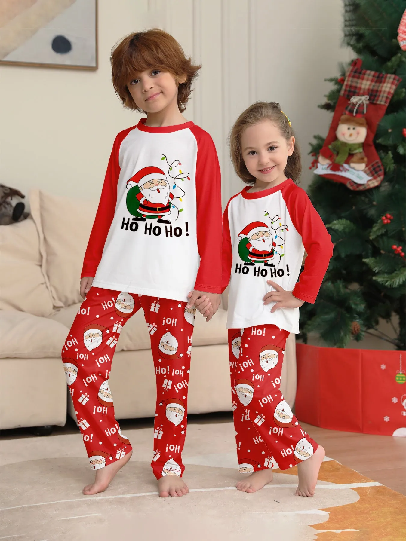 Family Parent-Child  Christmas Santa Claus Letters Cartoon Pajamas Set