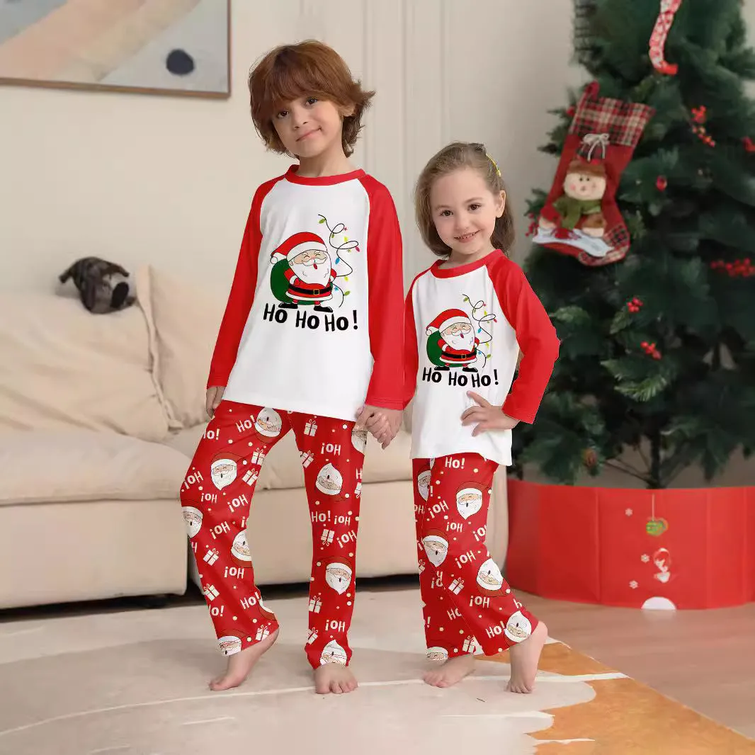 Family Parent-Child  Christmas Santa Claus Letters Cartoon Pajamas Set