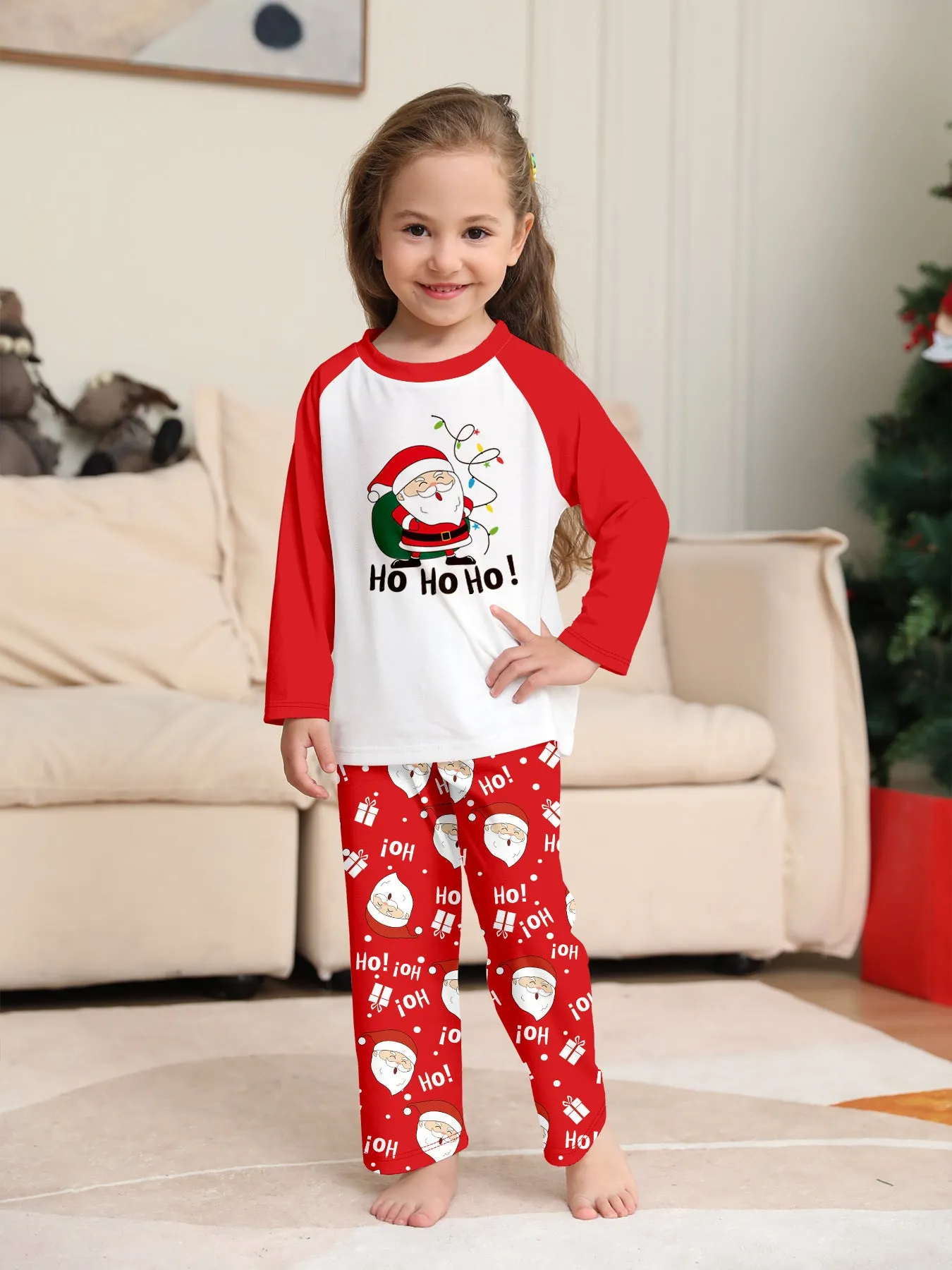 Family Parent-Child  Christmas Santa Claus Letters Cartoon Pajamas Set