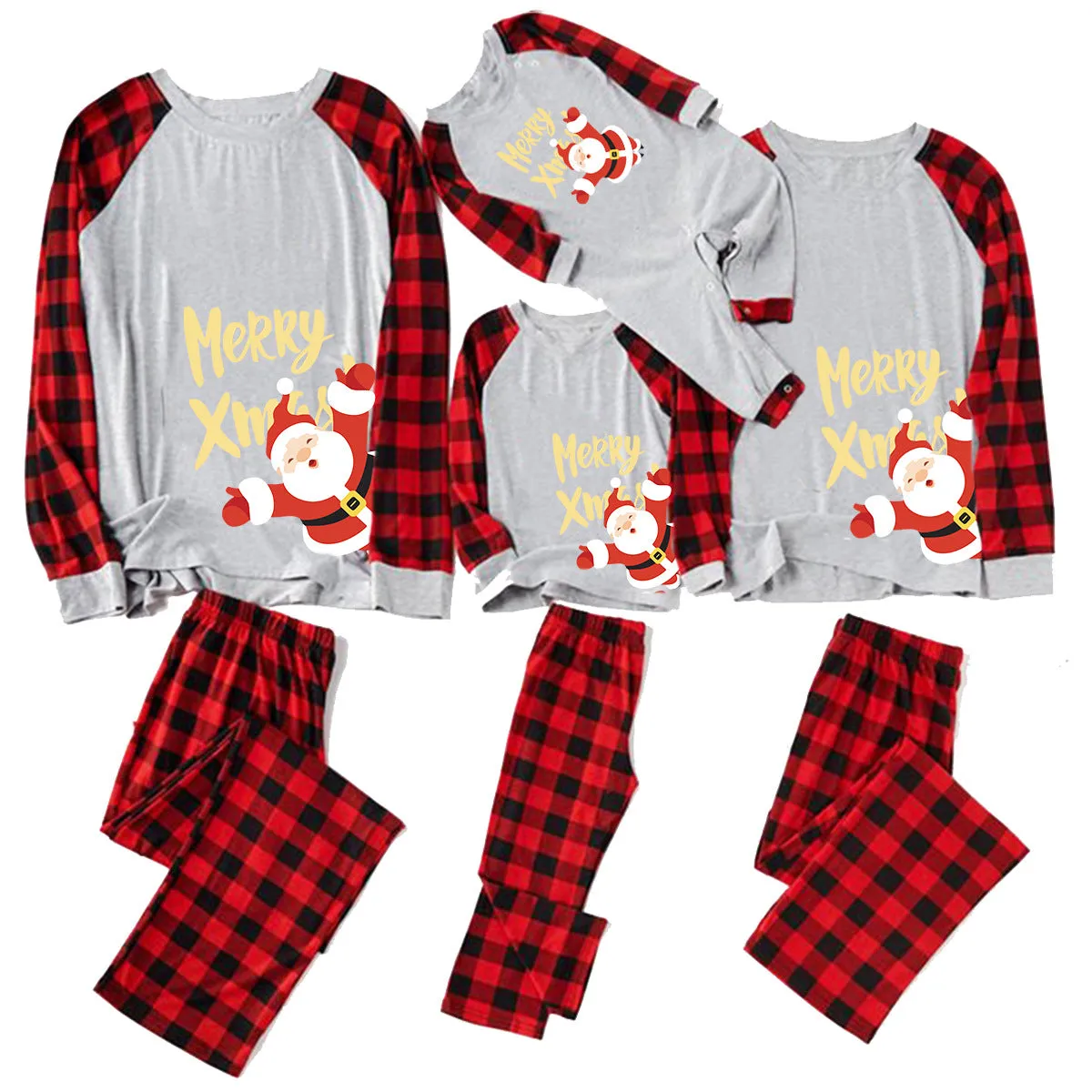 Family Parent-Child Merry Christmas Santa Patterned Pajamas Sets