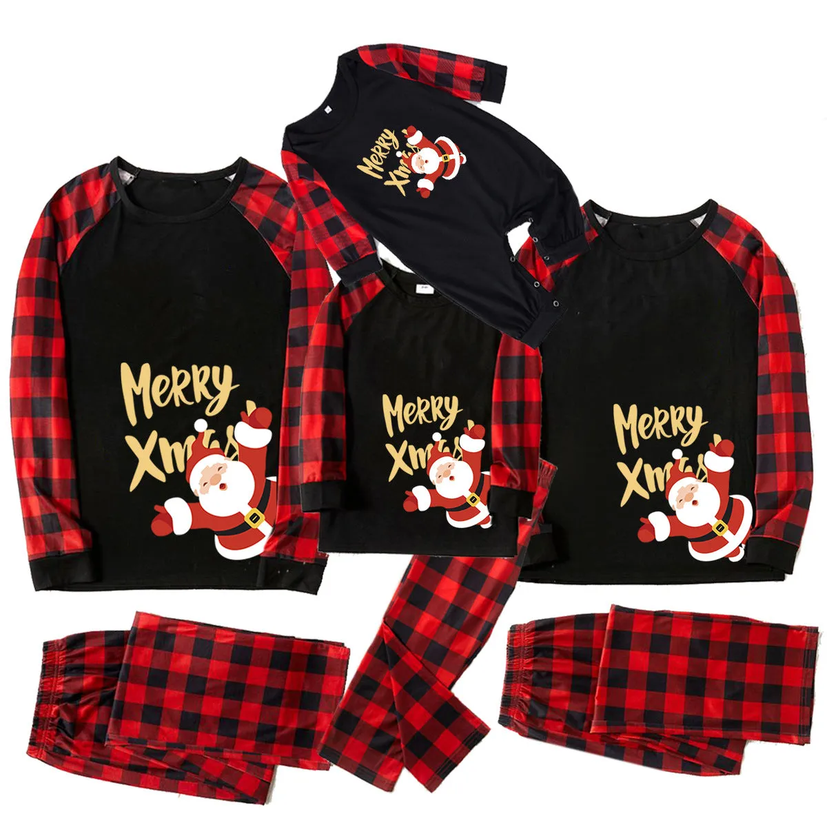 Family Parent-Child Merry Christmas Santa Patterned Pajamas Sets