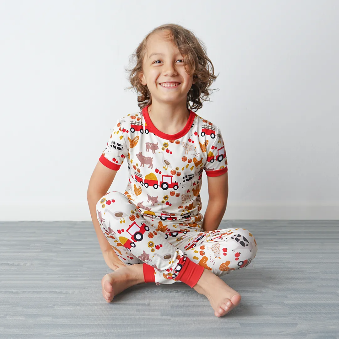 Farm Friends Short Sleeve Bamboo Toddler Kids Pajama Set