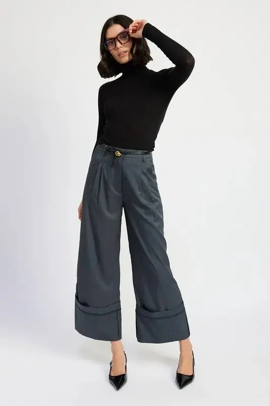 FOLD OVER PLEATED PANTS