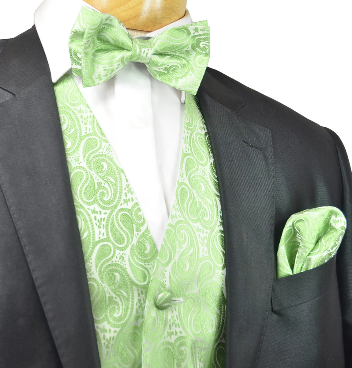 Formal Mint Paisley Tuxedo Vest Set