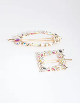 Gold Mixed Shape Diamante Clips