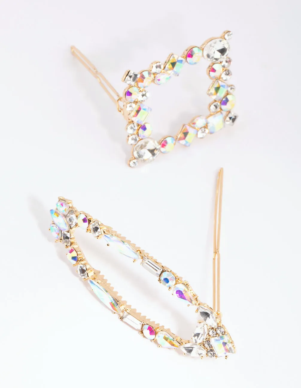 Gold Mixed Shape Diamante Clips