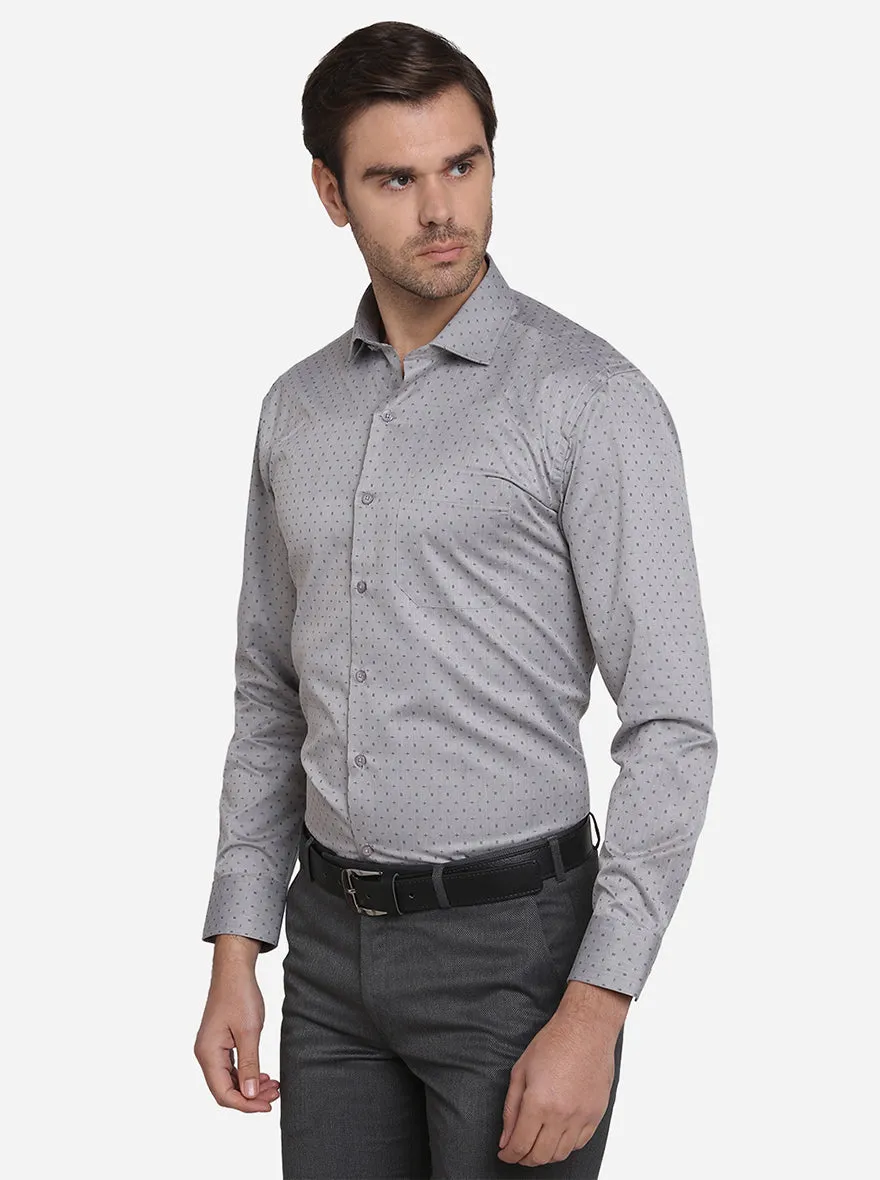 Grey Dobby Regular Fit Formal Shirt | Greenfibre