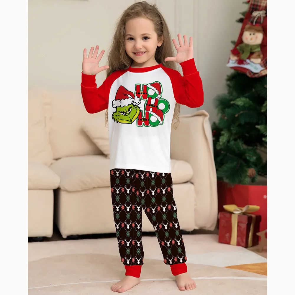 Grinch Christmas Cartoon Print Family Matching Pajamas