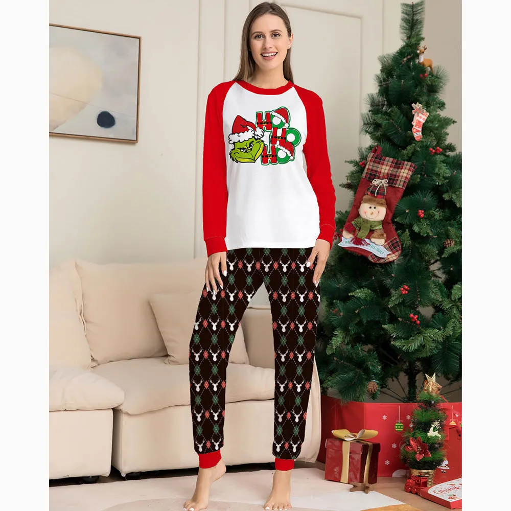 Grinch Christmas Cartoon Print Family Matching Pajamas