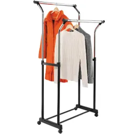 Heavy Duty Double Hanging Garment Rack Black Chrome