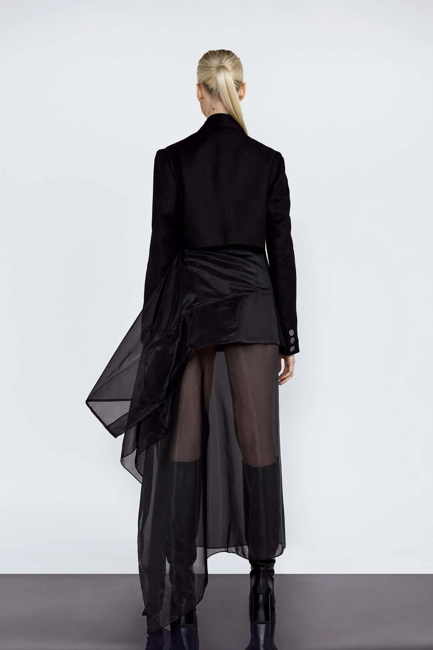 Hers Black Asymmetric Jacket with Wrap-Around Front