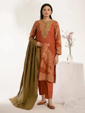 Limelight Orange Jacquard Embroidered 3-Piece Suit (P8772SU)