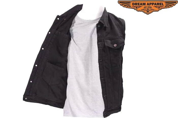 Mens Black Denim Gun Pocket Vest