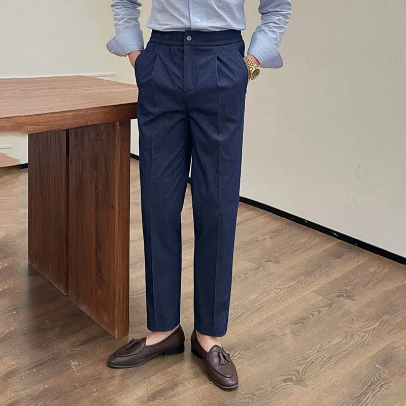 Men's Business Elastic Waist Retro Casual Pants