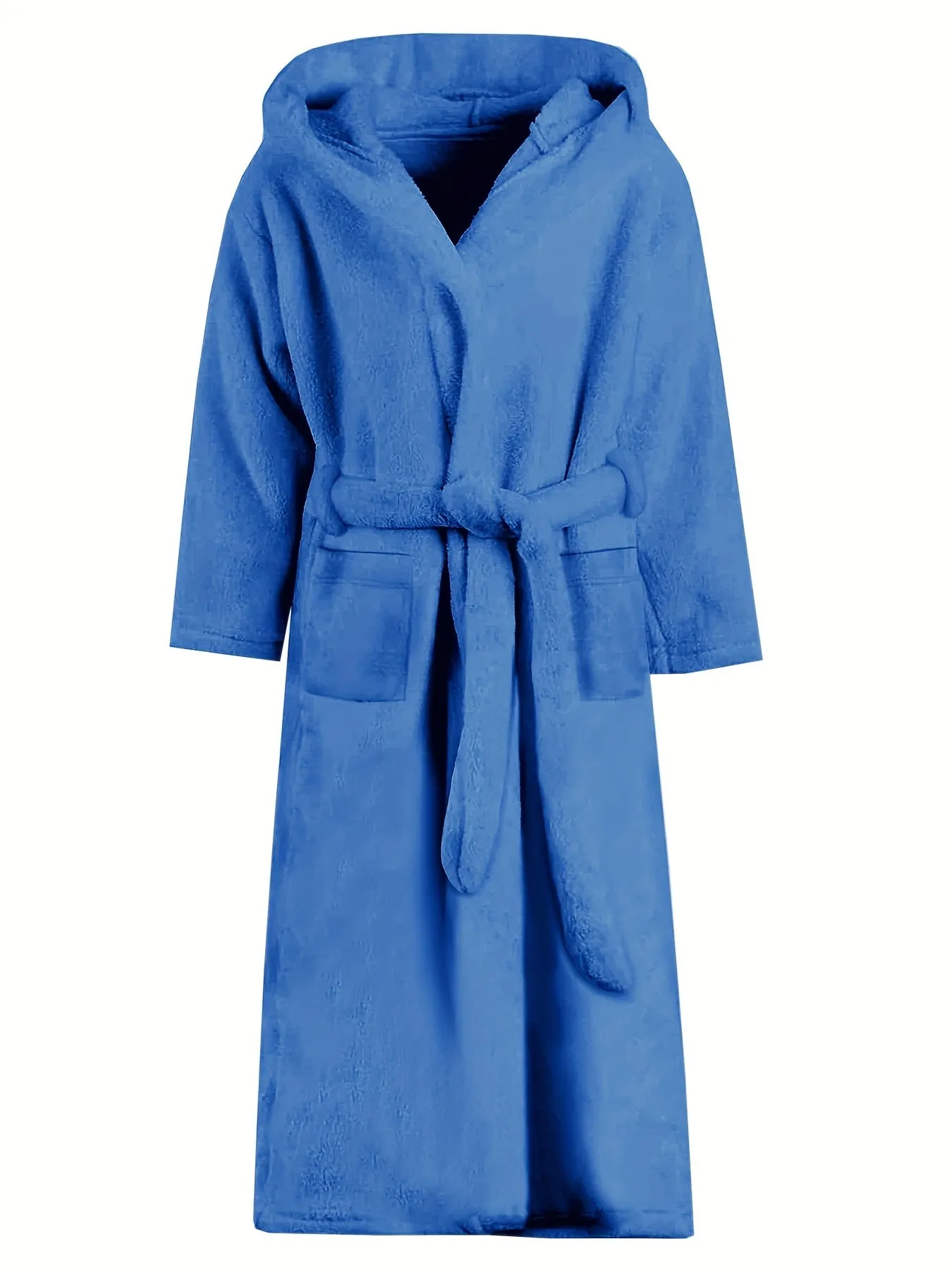 Mens Fleece Robe - Ultra-Soft, Thick, and Plush Solid Fleece with Stylish Hood, Adjustable Lace-Up Front, and Convenient Pocket - Perfect for Lounging Around the House, Post-Shower Relaxation, and Cold Winter Nights