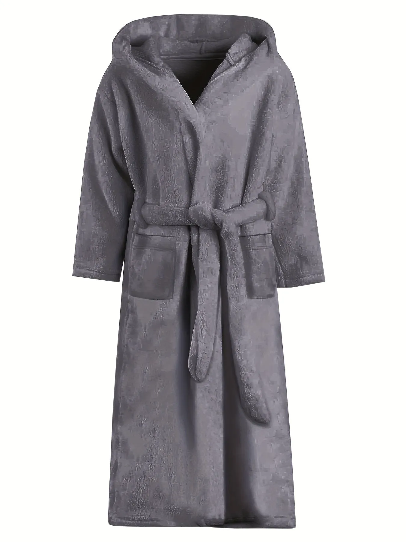 Mens Fleece Robe - Ultra-Soft, Thick, and Plush Solid Fleece with Stylish Hood, Adjustable Lace-Up Front, and Convenient Pocket - Perfect for Lounging Around the House, Post-Shower Relaxation, and Cold Winter Nights