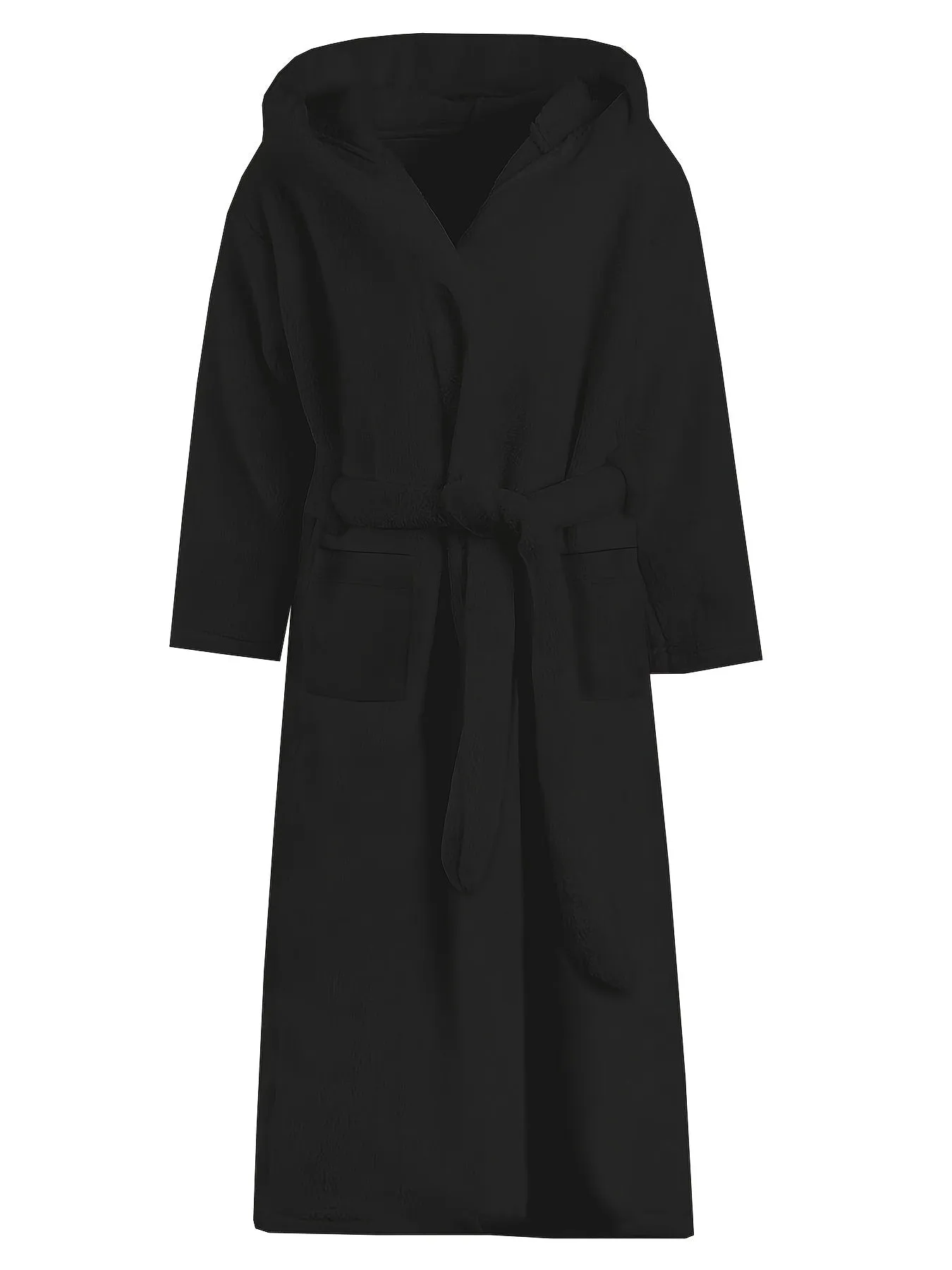 Mens Fleece Robe - Ultra-Soft, Thick, and Plush Solid Fleece with Stylish Hood, Adjustable Lace-Up Front, and Convenient Pocket - Perfect for Lounging Around the House, Post-Shower Relaxation, and Cold Winter Nights