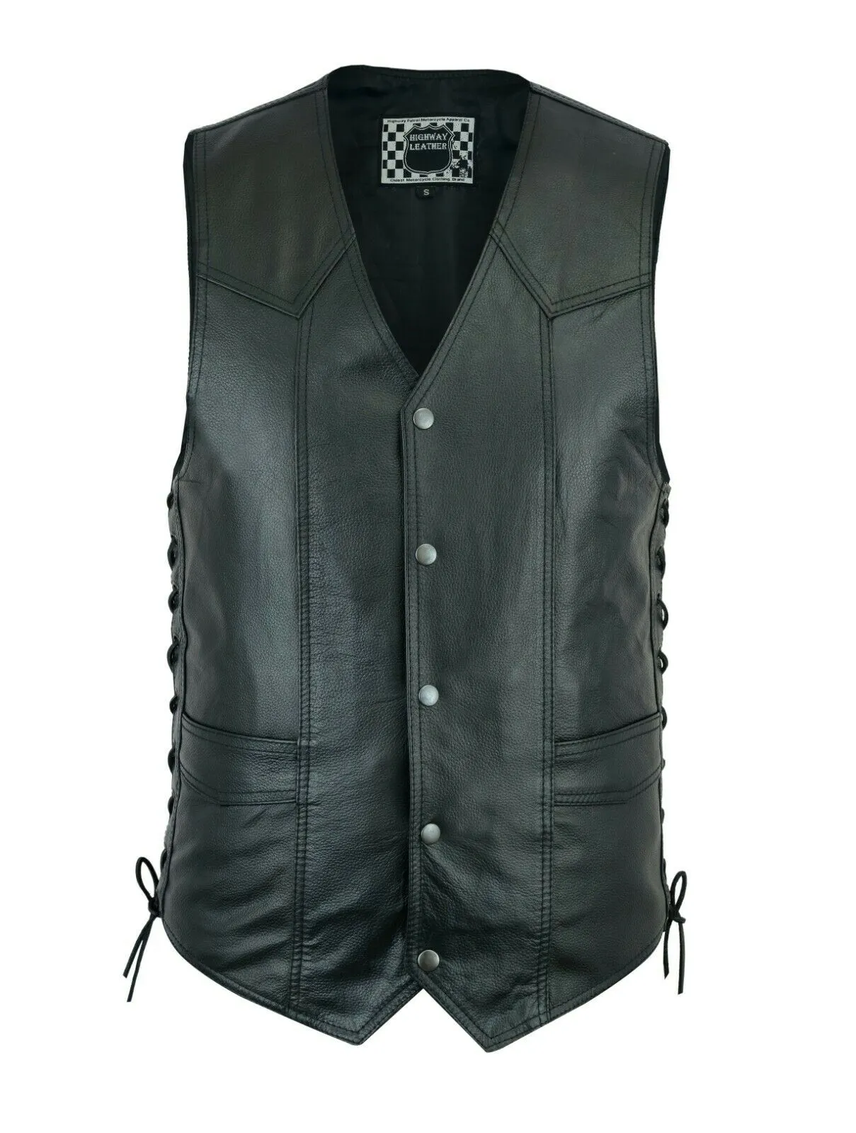 Men's Motorcycle Leather Western Vest Side Lacing