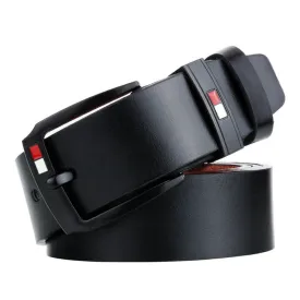 Men's Retro Black Buckle Leather Belt