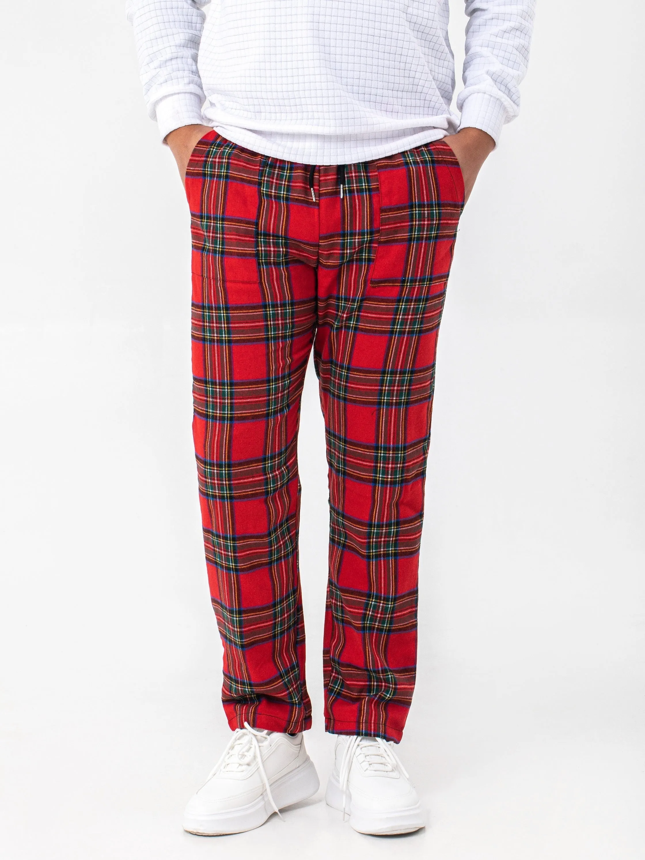 Men's Simple Style Plaid Pattern Casual Comfy Pants, Trendy Loose Stretchy Elastic Waist Home Pajamas Bottom, Suitable For Sleeping Home