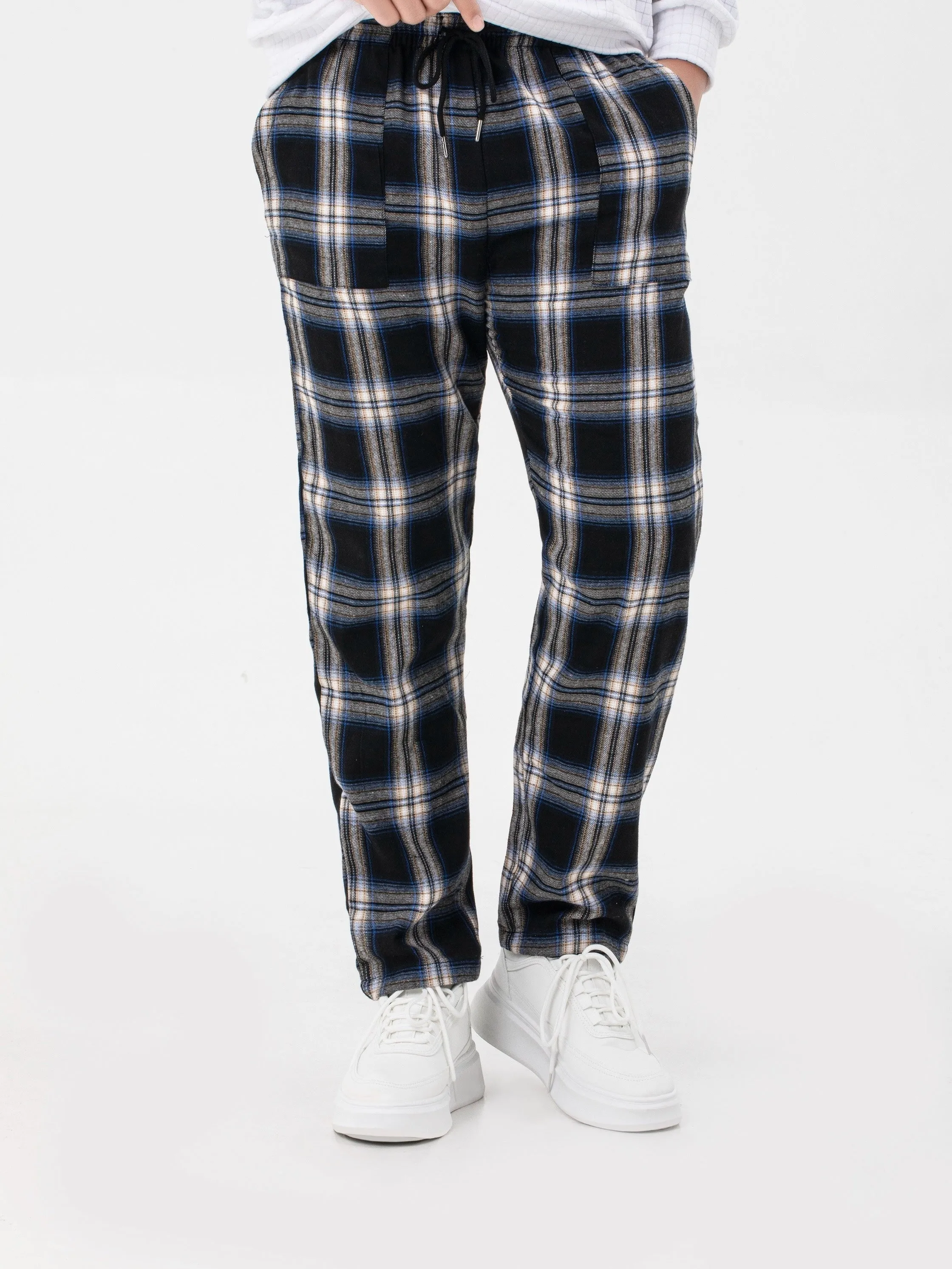 Men's Simple Style Plaid Pattern Casual Comfy Pants, Trendy Loose Stretchy Elastic Waist Home Pajamas Bottom, Suitable For Sleeping Home