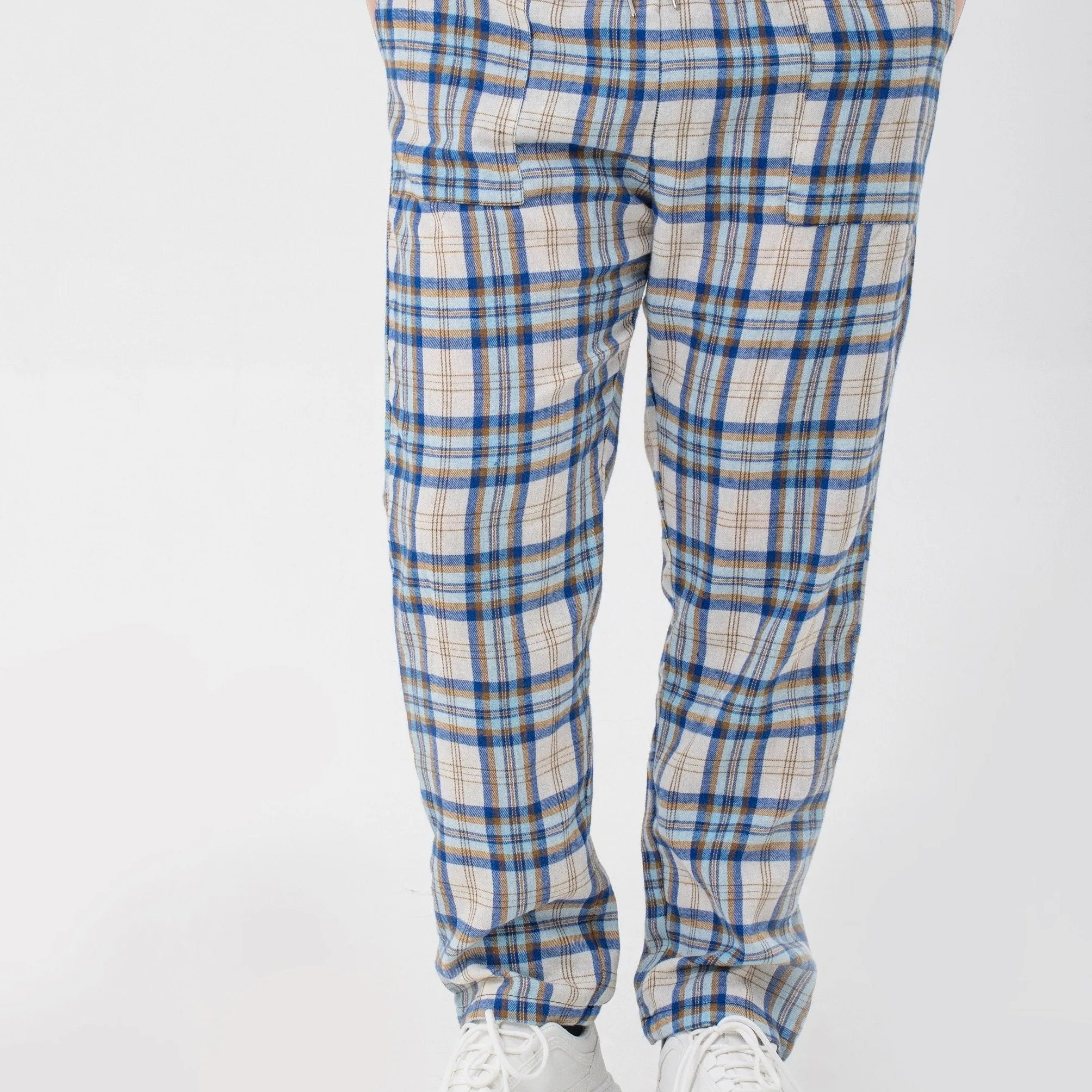 Men's Simple Style Plaid Pattern Casual Comfy Pants, Trendy Loose Stretchy Elastic Waist Home Pajamas Bottom, Suitable For Sleeping Home