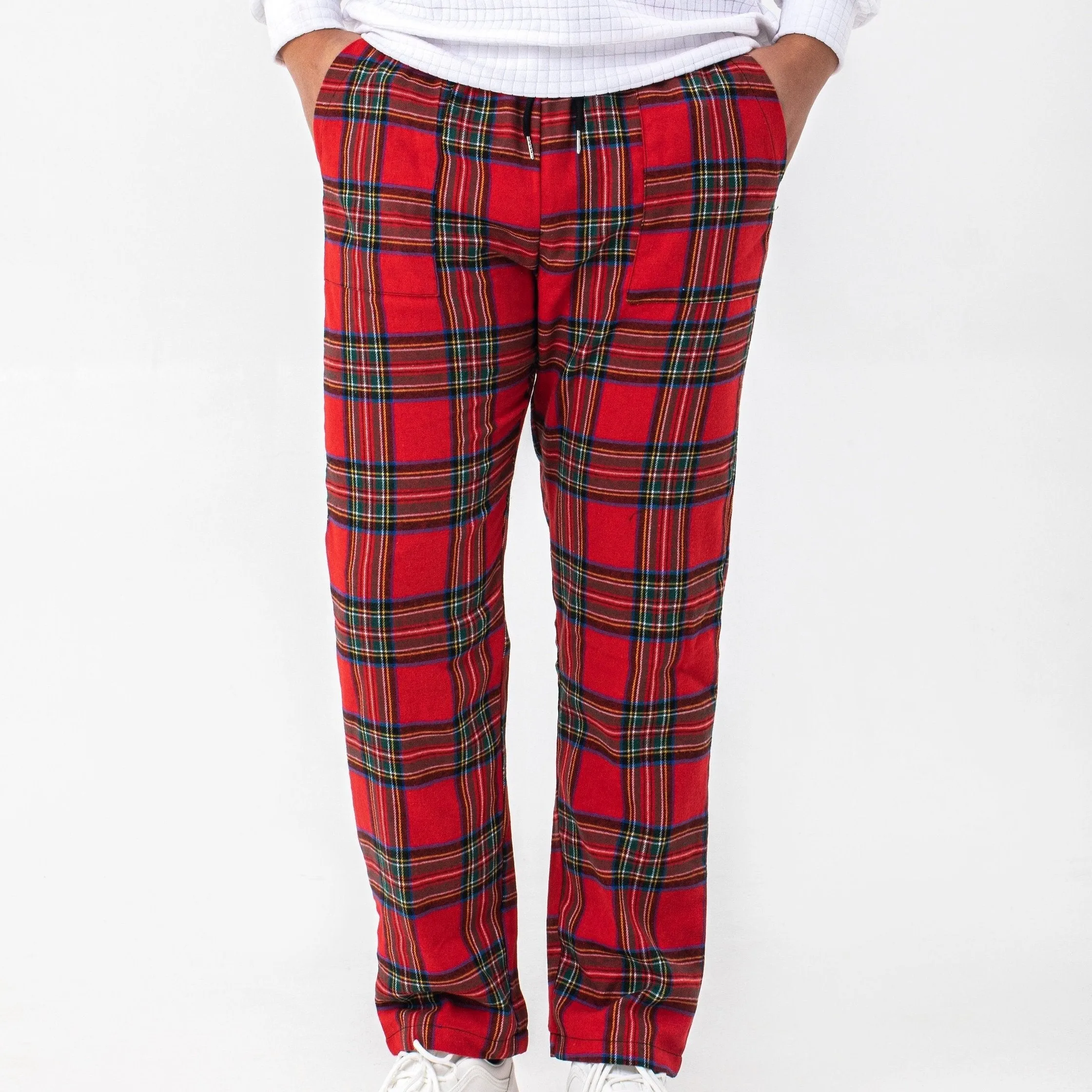 Men's Simple Style Plaid Pattern Casual Comfy Pants, Trendy Loose Stretchy Elastic Waist Home Pajamas Bottom, Suitable For Sleeping Home