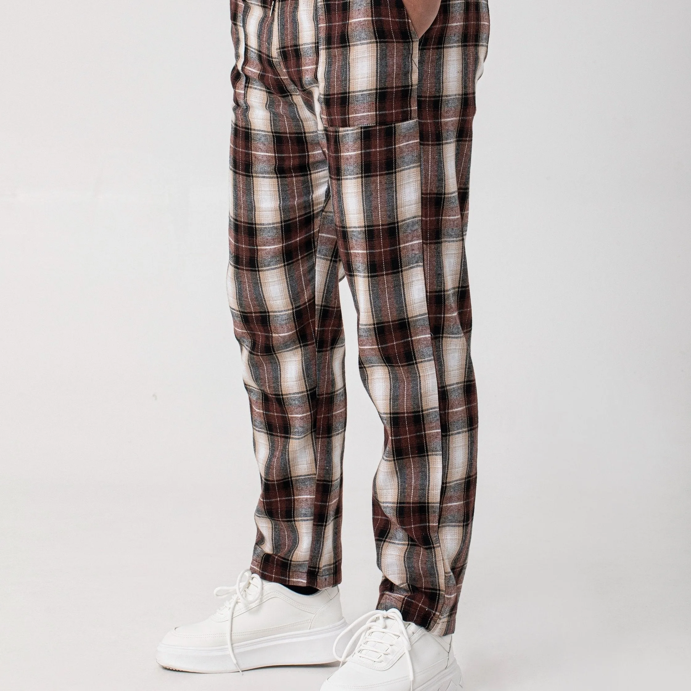 Men's Simple Style Plaid Pattern Casual Comfy Pants, Trendy Loose Stretchy Elastic Waist Home Pajamas Bottom, Suitable For Sleeping Home