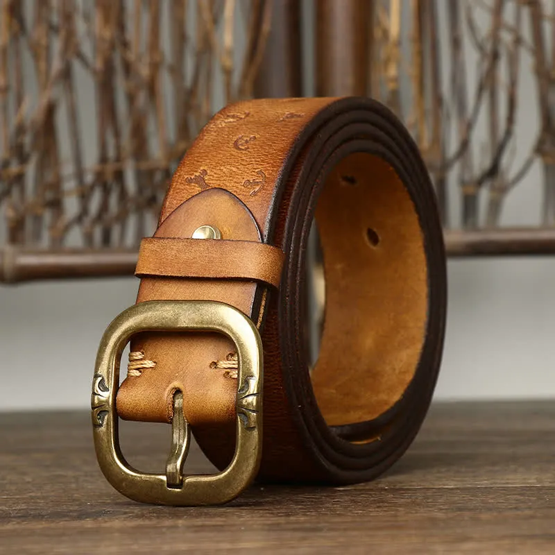 Men's Timeless Anchor Embossing Genuine Leather Belt