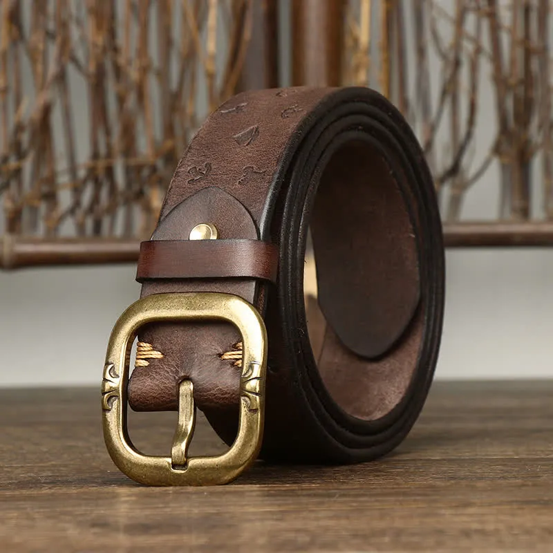 Men's Timeless Anchor Embossing Genuine Leather Belt