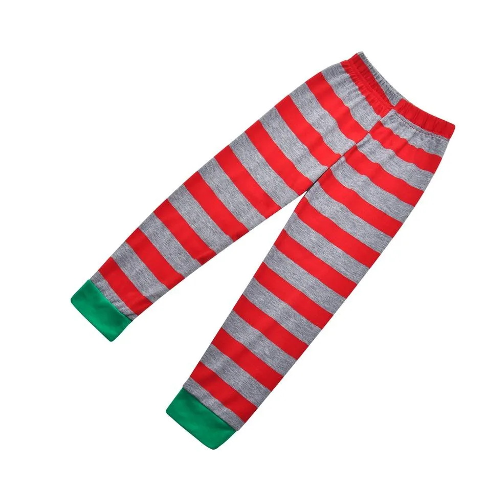 Merry Christmas Family Striped Pajama Set with Elf Print