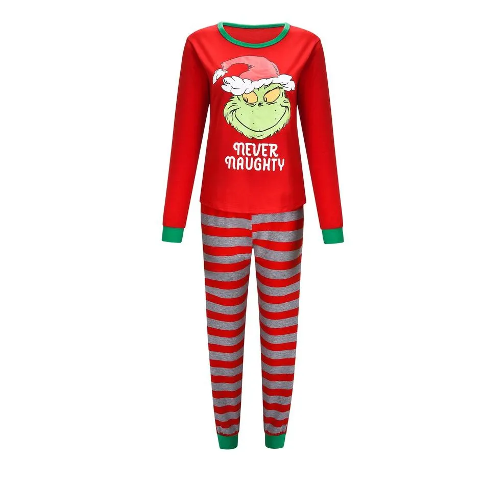 Merry Christmas Family Striped Pajama Set with Elf Print