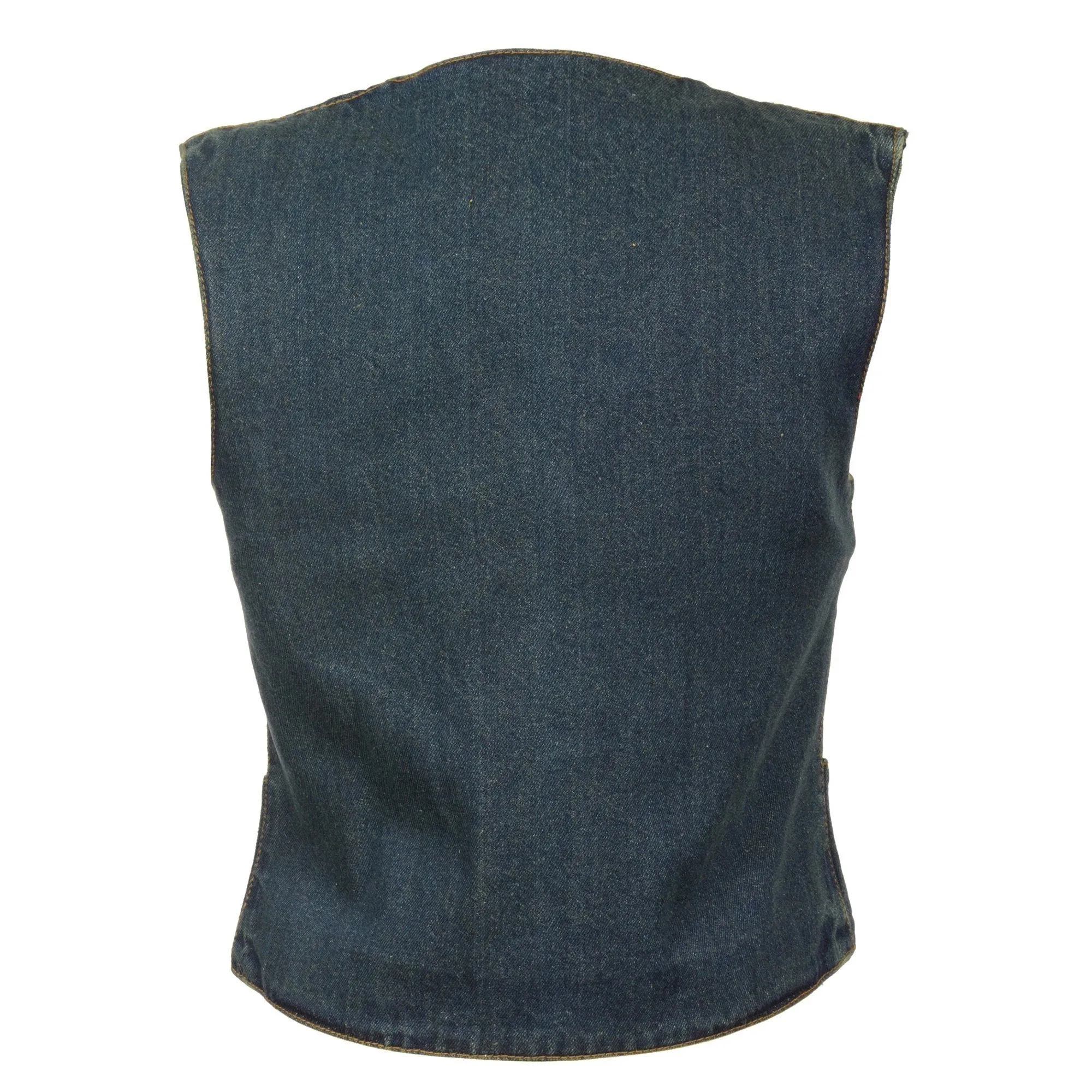 Milwaukee Leather MDL4000 Women's Blue Plain Side 4 Snap Front Denim Vest