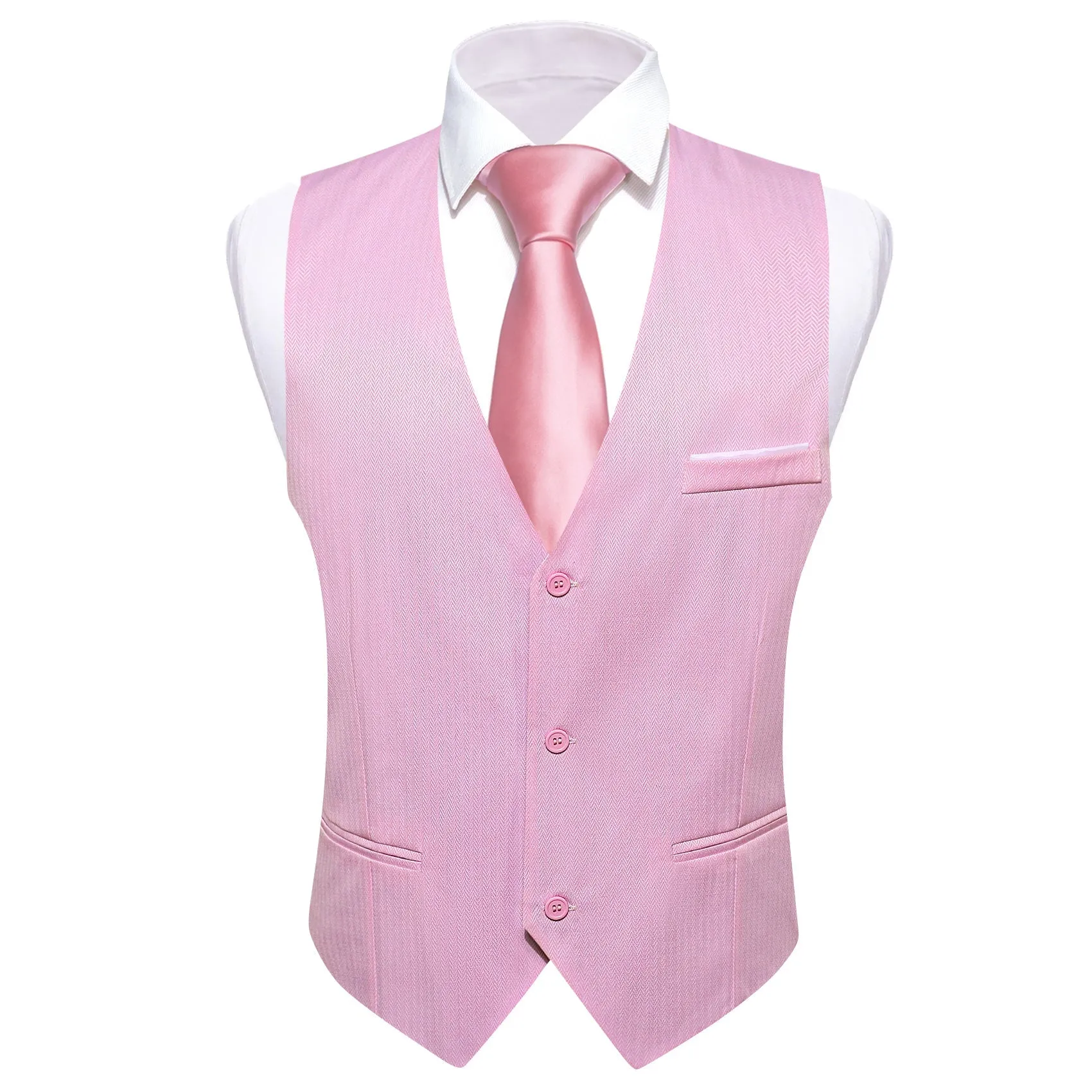 Petal Pink Solid Men's V-Neck Business Single Vest