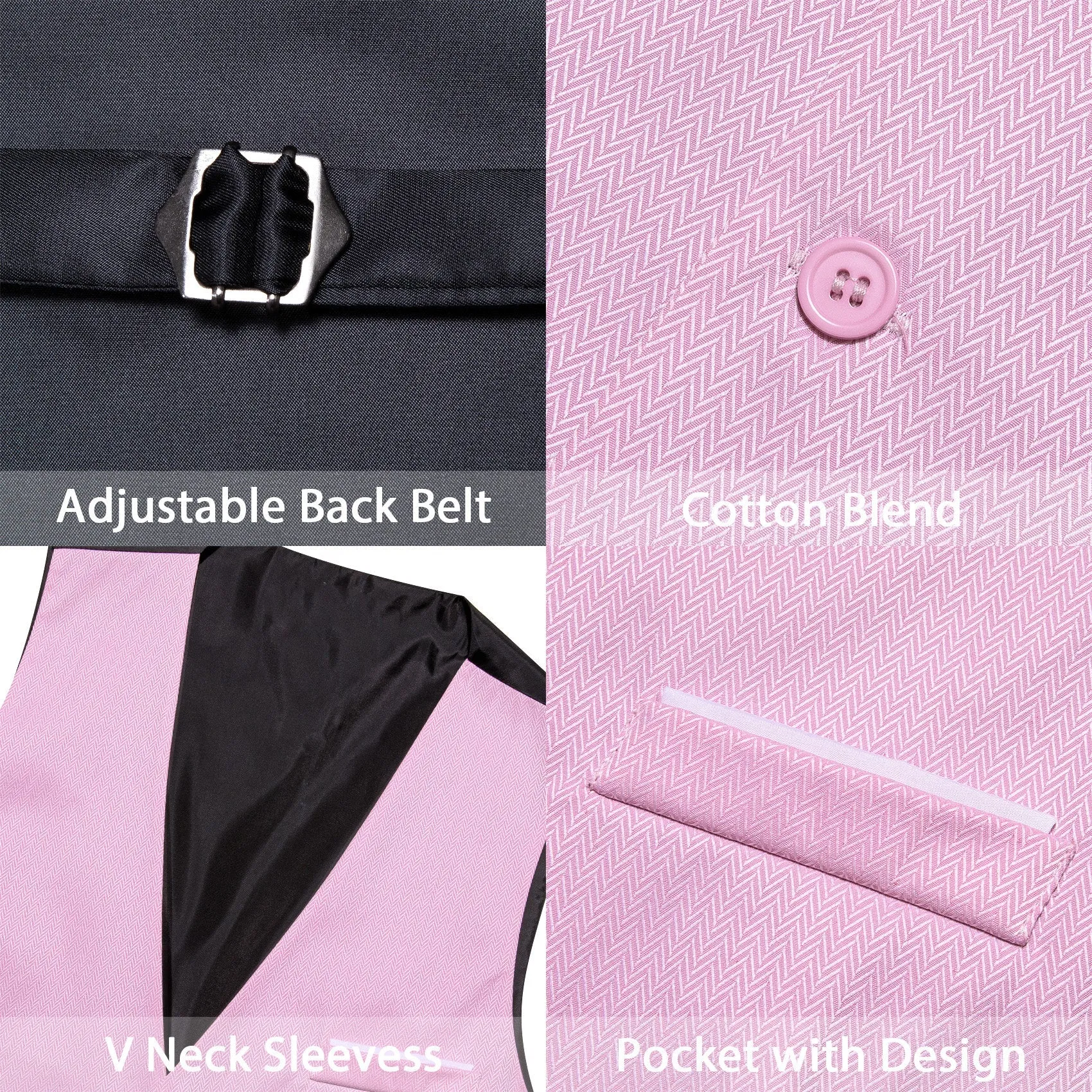 Petal Pink Solid Men's V-Neck Business Single Vest