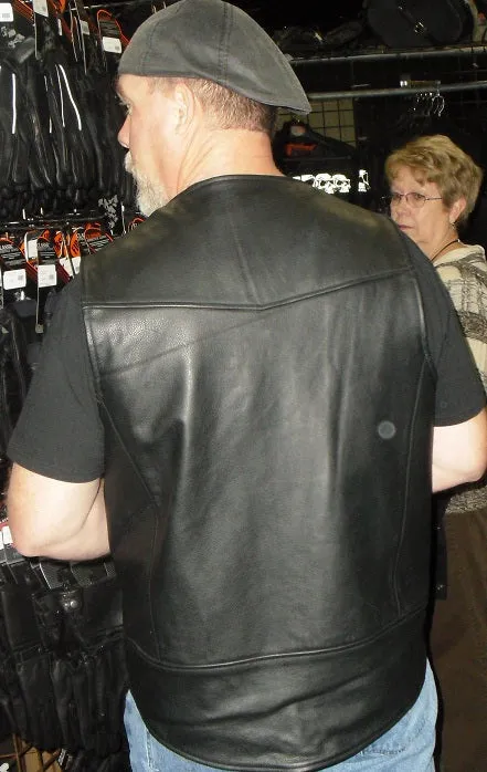 Pistol Pete leather motorcycle vest - Gun pocket leather vest