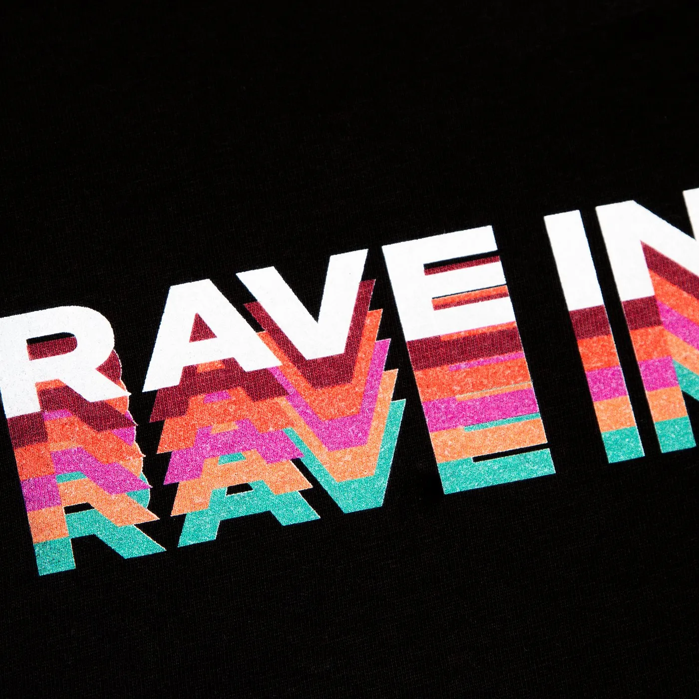 Rave in Progress Remixed Front Print - Tshirt - Black