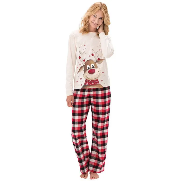 Reindeer Plaid Cotton Pajamas Set