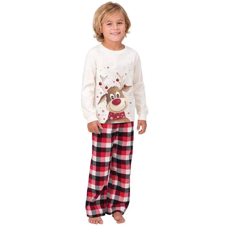 Reindeer Plaid Cotton Pajamas Set