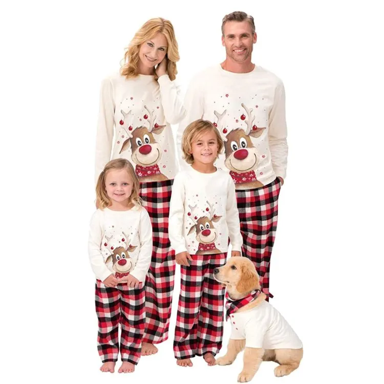 Reindeer Plaid Cotton Pajamas Set