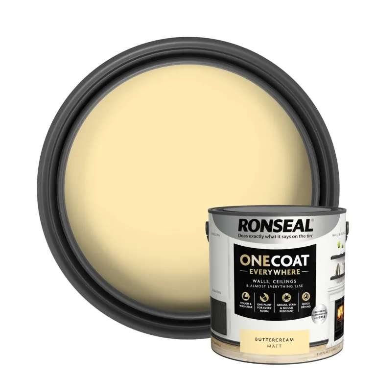 Ronseal One Coat Everywhere Matt Paint 2.5L Buttercream