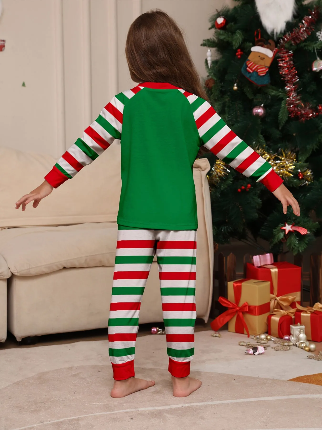 Santa Claus Stripes Printed Family Matching Christmas Pajamas Sets