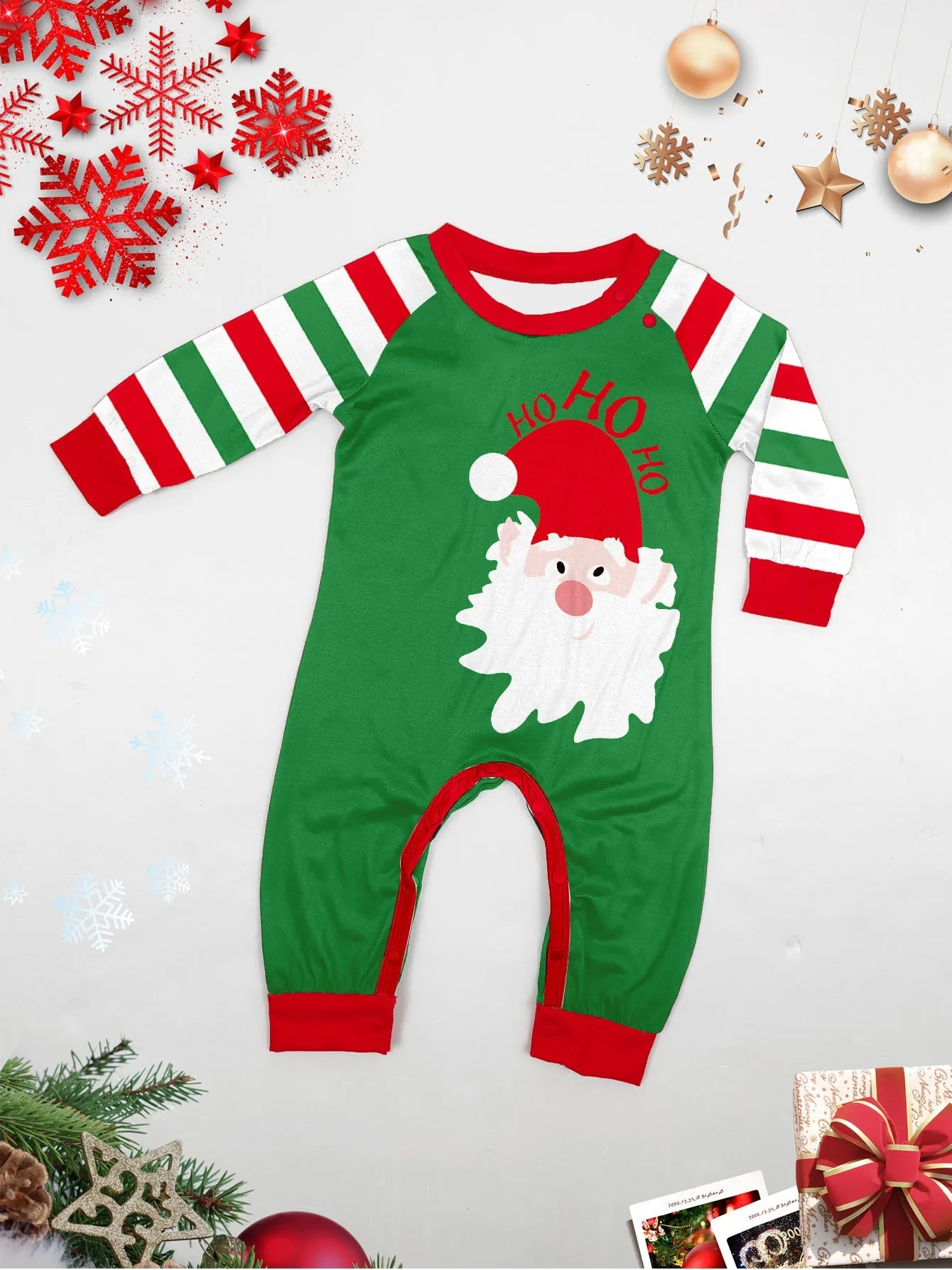 Santa Claus Stripes Printed Family Matching Christmas Pajamas Sets