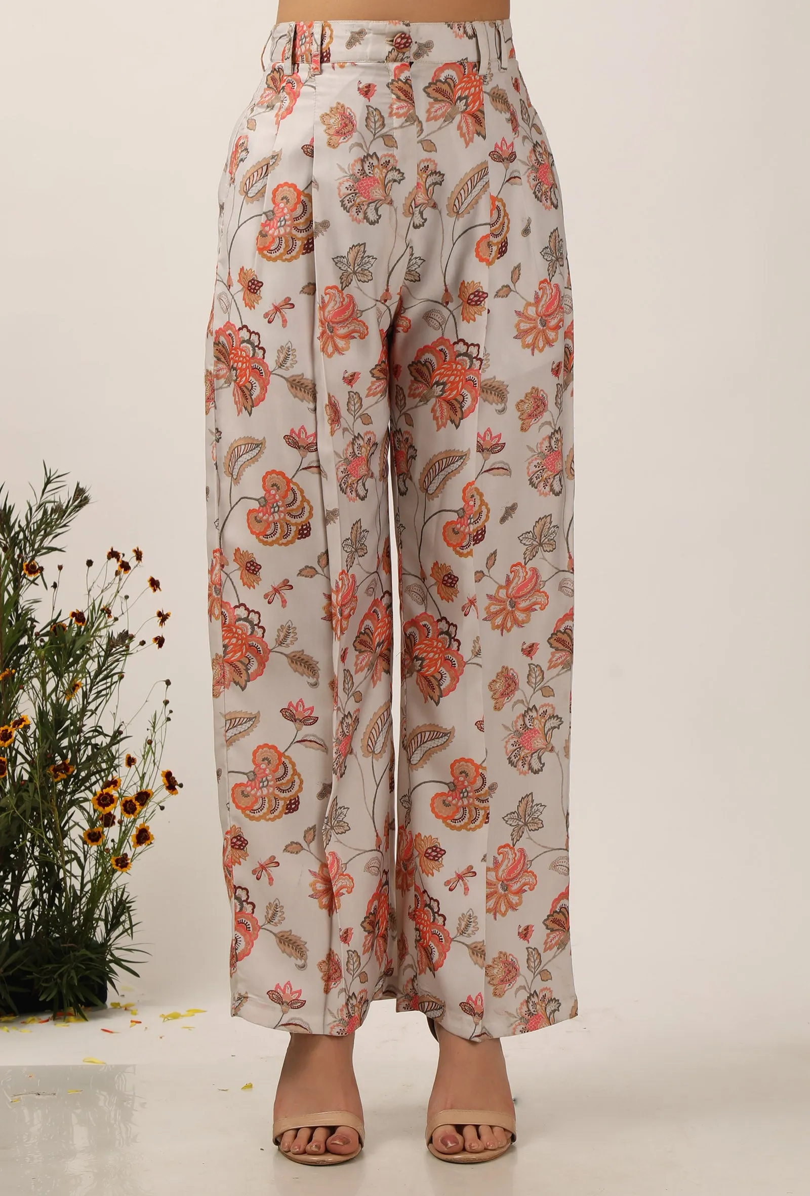 Set Of 2: Cara Floral Chintz Summer Pants With Bustier Top